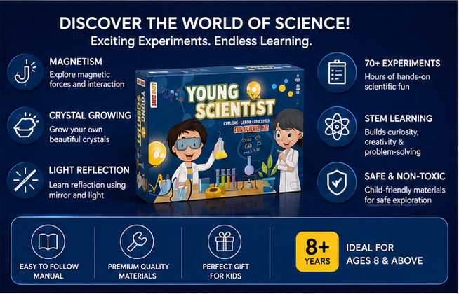 Science Kit for Kids – Magnetism, Crystal Growing & Light Reflection STEM Experiment Kit