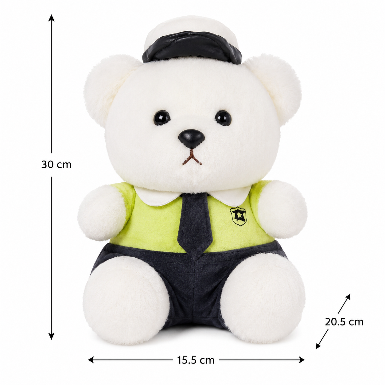 Police Officer Teddy Bear Plush Toy – Soft Stuffed Animal (30 cm) | Green & White