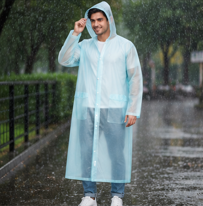 Unisex Full Length Waterproof Nylon Raincoat | Transparent Rain Wear