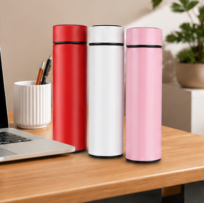 Stainless Steel Vacuum Insulated Smart LED Temperature Display Water Bottle – 500ml | Hot & Cold Flask | Leakproof | BPA Free | Red, White & Pink