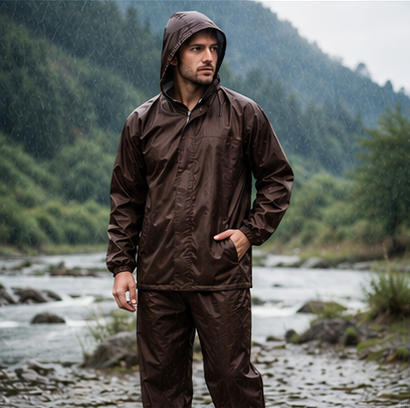 Waterproof Raincoat Jacket & Pant | Thick Polyester | Zipper + Velcro Closure