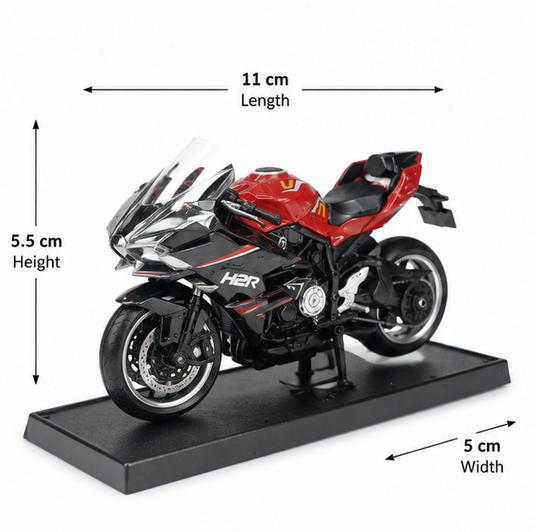KING FORU Ninja H2R Sport Motorcycle Toy (1:14 Scale) - Red Die-Cast Bike with Realistic Design for Kids