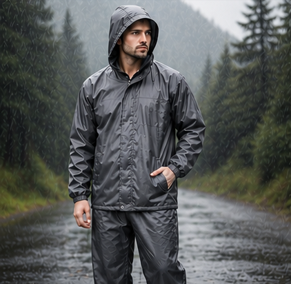 Waterproof Raincoat Jacket & Pant | Thick Polyester | Zipper + Velcro Closure