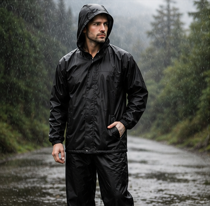 Waterproof Raincoat Jacket & Pant | Thick Polyester | Zipper + Velcro Closure