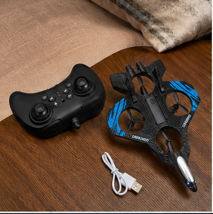 Remote Control Combat Aircraft Drone for Kids | LED Lights | Easy Flying RC Fighter Plane | Black