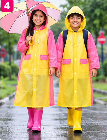 Kids Full Length Waterproof Rain Suit with School Bag Space | Durable Nylon Raincoat for Boys & Girls (4–12 Years)
