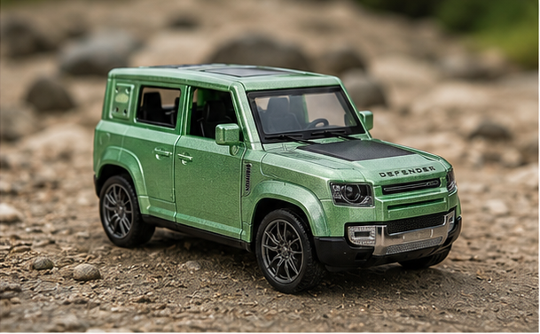 Defender Green Die-Cast SUV Toy Car with Openable Doors | 1:36 Scale Metal Model