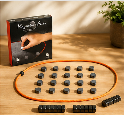 Magnetic Board Game with 24 Magnets – Strategy Family Puzzle Game (Black)