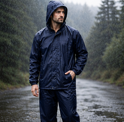 Waterproof Raincoat Jacket & Pant | Thick Polyester | Zipper + Velcro Closure
