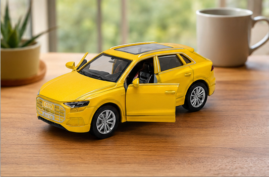Audi R8 Yellow Die-Cast Toy Car with Openable Doors | 1:36 Scale Metal Model Car