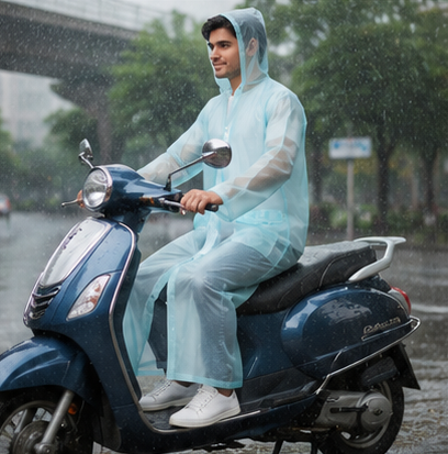 Unisex Full Length Waterproof Nylon Raincoat | Transparent Rain Wear