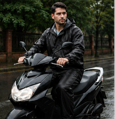 Waterproof Raincoat Jacket & Pant | Thick Polyester | Zipper + Velcro Closure