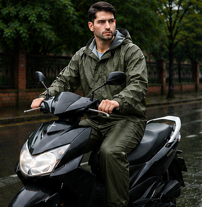 Waterproof Raincoat Jacket & Pant | Thick Polyester | Zipper + Velcro Closure