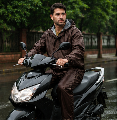 Waterproof Raincoat Jacket & Pant | Thick Polyester | Zipper + Velcro Closure