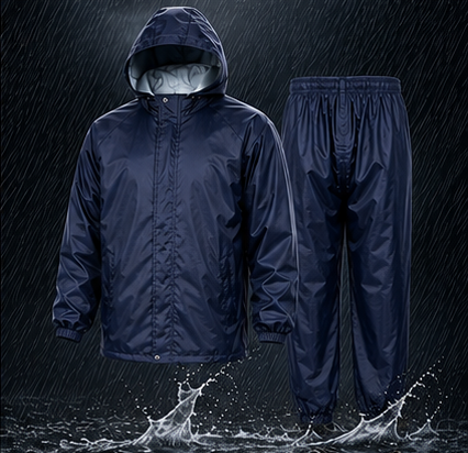 Waterproof Raincoat Jacket & Pant | Thick Polyester | Zipper + Velcro Closure