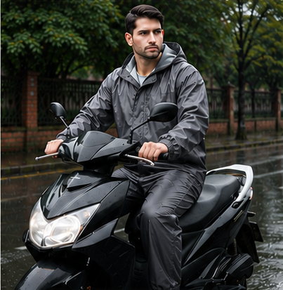 Waterproof Raincoat Jacket & Pant | Thick Polyester | Zipper + Velcro Closure