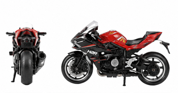 KING FORU Ninja H2R Sport Motorcycle Toy (1:14 Scale) - Red Die-Cast Bike with Realistic Design for Kids