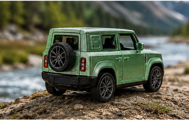 Defender Green Die-Cast SUV Toy Car with Openable Doors | 1:36 Scale Metal Model