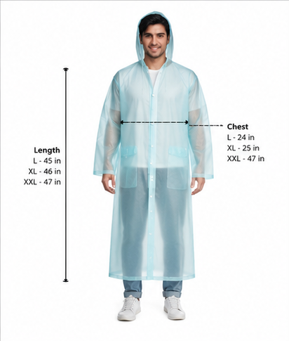 Unisex Full Length Waterproof Nylon Raincoat | Transparent Rain Wear