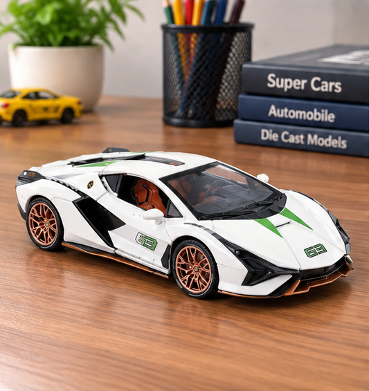 Lamborghini Sian Die-Cast Toy Car 1:24 Scale – White