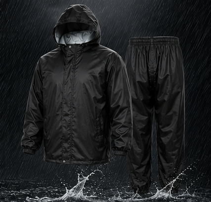 Waterproof Raincoat Jacket & Pant | Thick Polyester | Zipper + Velcro Closure