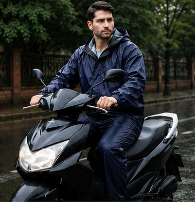 Waterproof Raincoat Jacket & Pant | Thick Polyester | Zipper + Velcro Closure