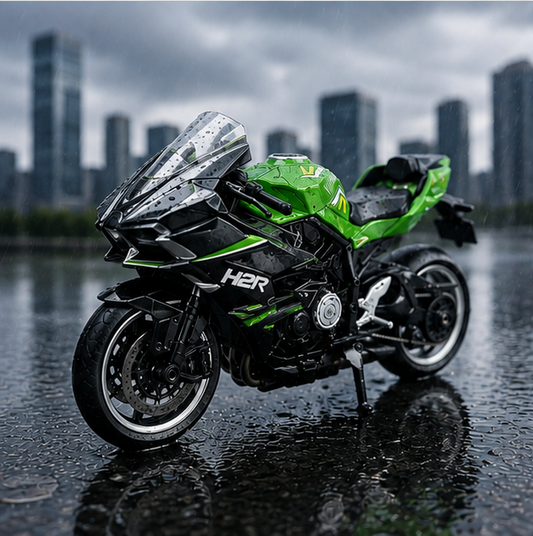 KING FORU Ninja H2R Sport Motorcycle Toy (1:14 Scale) - Green Die-Cast Bike for Kids & Collectors