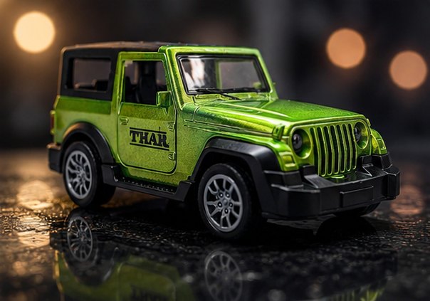 Thar 1:36 Scale Die-Cast Toy Car with Openable Doors – Green