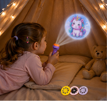 Kids Mini Story Projector Flashlight with 3 Story Discs | Educational Bedtime Toy