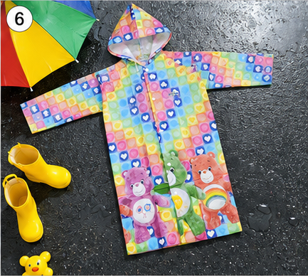 Kids Cartoon Printed Full Length Rain Suit – Waterproof Durable Nylon Raincoat with Hood(4-12 years)