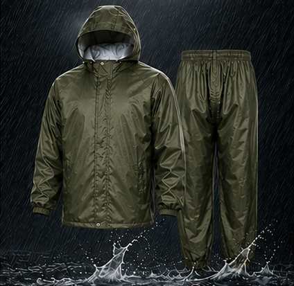 Waterproof Raincoat Jacket & Pant | Thick Polyester | Zipper + Velcro Closure