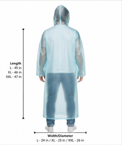 Unisex Full Length Waterproof Nylon Raincoat | Transparent Rain Wear