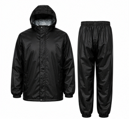 Waterproof Raincoat Jacket & Pant | Thick Polyester | Zipper + Velcro Closure