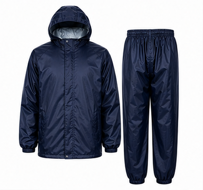 Waterproof Raincoat Jacket & Pant | Thick Polyester | Zipper + Velcro Closure