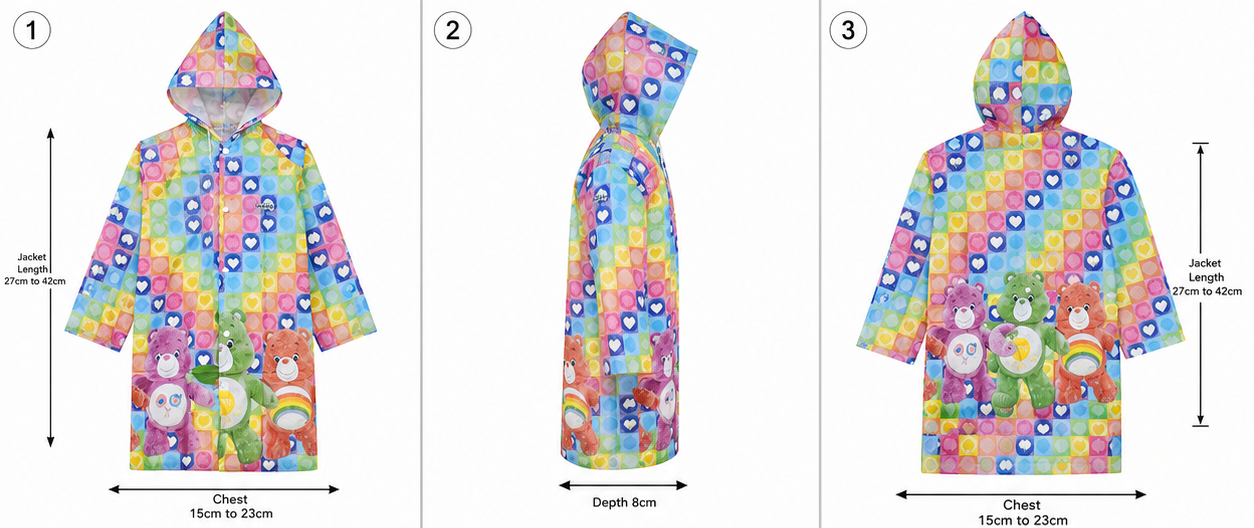 Kids Cartoon Printed Full Length Rain Suit – Waterproof Durable Nylon Raincoat with Hood(4-12 years)