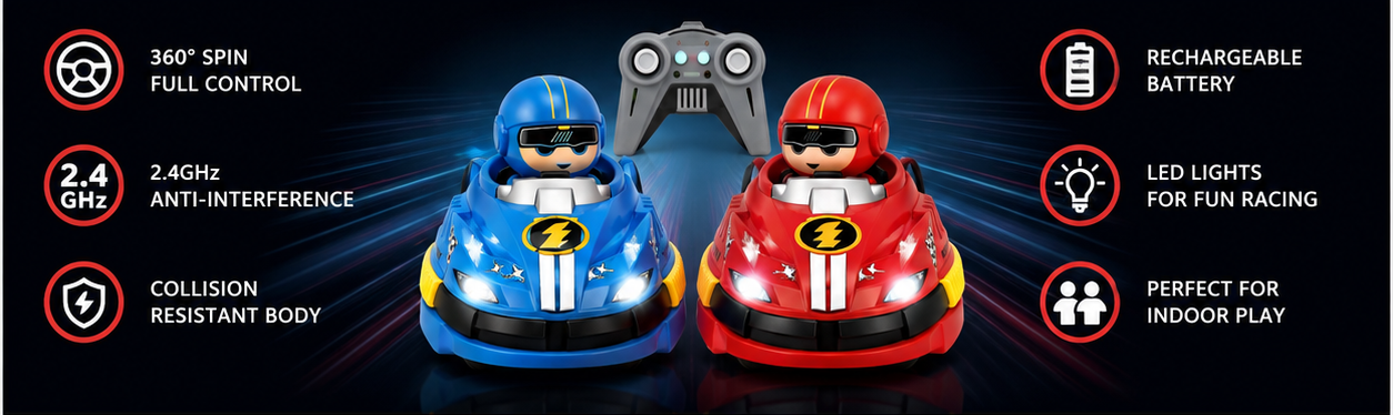 RC Cars Go Karting Collision Series – 2.4GHz Remote Control Battle Racing Cars (Red & Blue)
