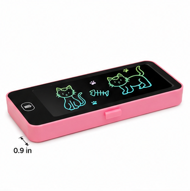 LCD Writing Tablet Pencil Case & Compass Box for Kids | Multipurpose Stationery Organizer (Random Color)