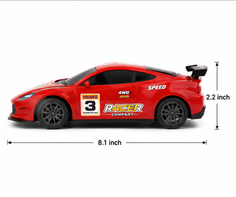 1:24 RC Sports Car Remote Control Racing Car for Kids | High-Speed Rechargeable Toy Car | Red