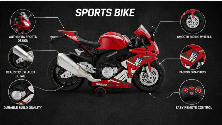 Sports Bike for Kids - Premium Red Ride-On Balance Bicycle | 12.5 Inch
